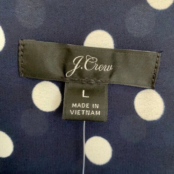 J. Crew Drapey cap-sleeve top in polka dot Navy and White L NWT - Picture 10 of 12